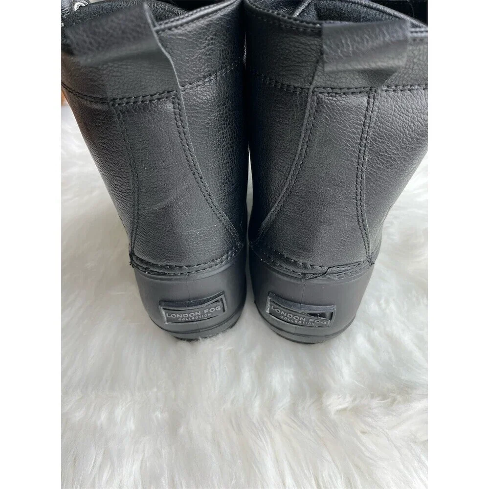 🆕 London Fog Collection Men's Seth Duck Boots Black Waterproof Lace-Up Size 13